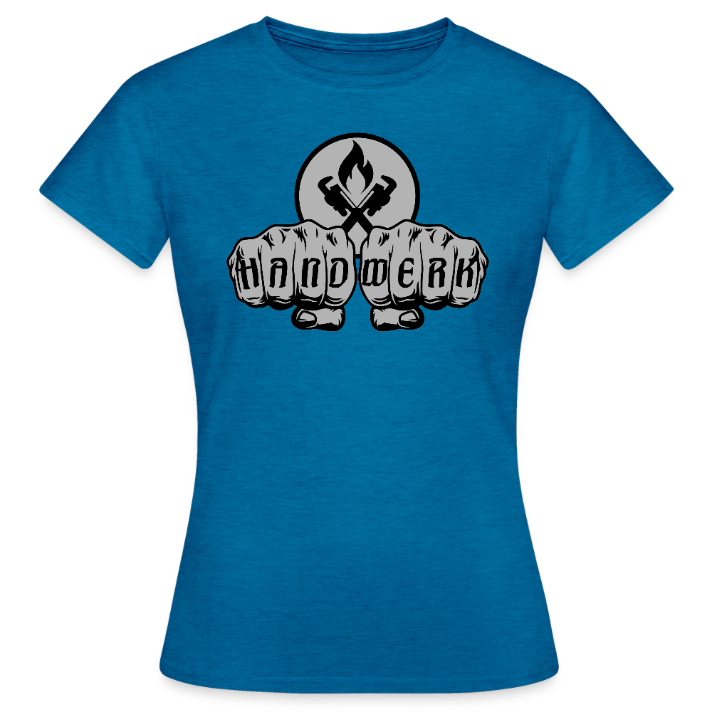 Frauen T-Shirt "Heizungsbauer" Antikblaues Saphir meliert Frauen T-Shirt