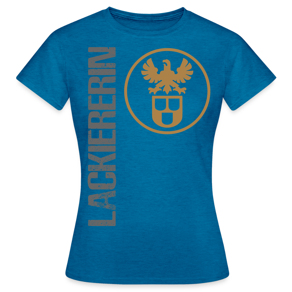 Frauen T-Shirt "Lackiererin" Antikblaues Saphir meliert Frauen T-Shirt