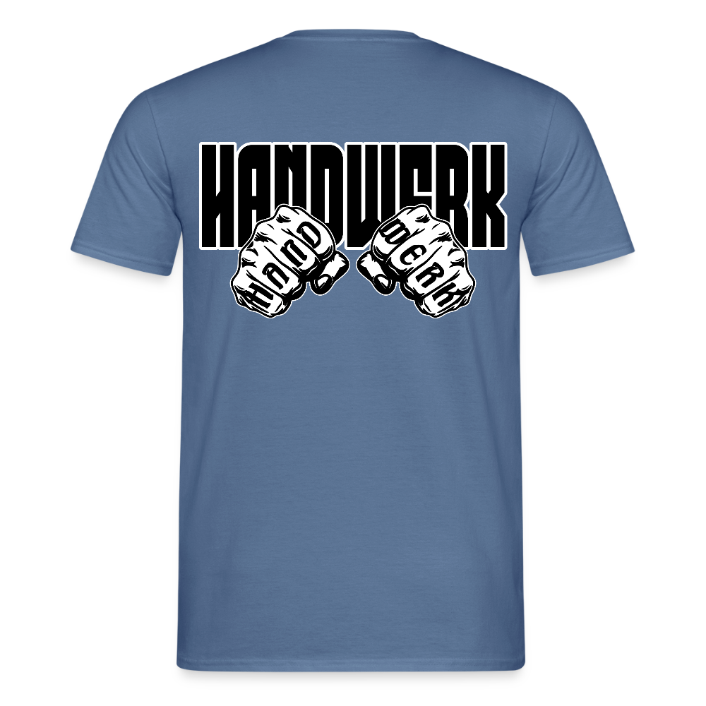 Unisex T-Shirt "Handwerk" (beidseitig bedruckt) Taubenblau Männer T-Shirt