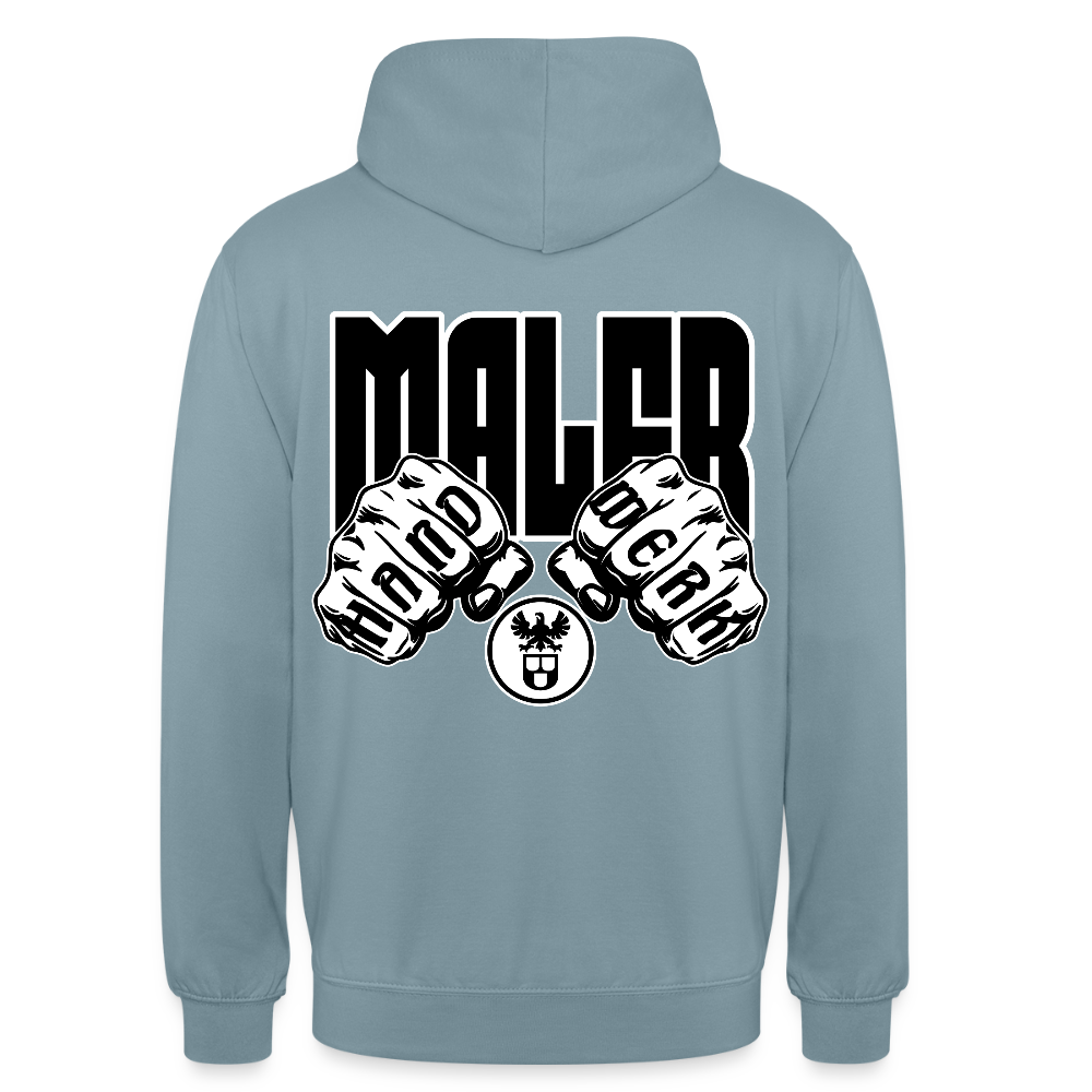 Unisex Hoodie "Maler" (beidseitig bedruckt) Nebelblau Unisex Hoodie
