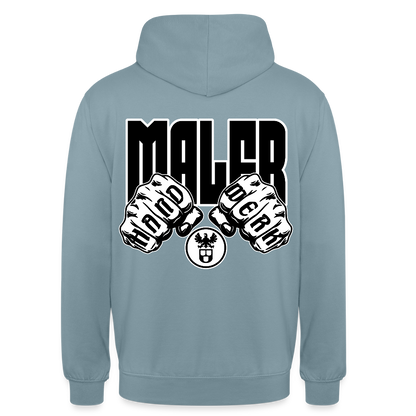 Unisex Hoodie "Maler" (beidseitig bedruckt) Nebelblau Unisex Hoodie