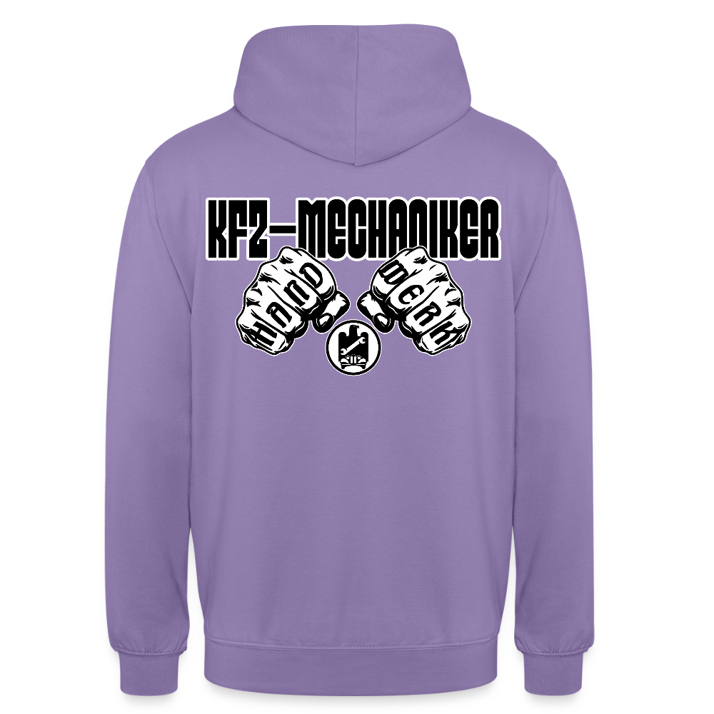 Unisex Hoodie "Mechaniker" (beidseitig bedruckt) Lavendel Unisex Hoodie