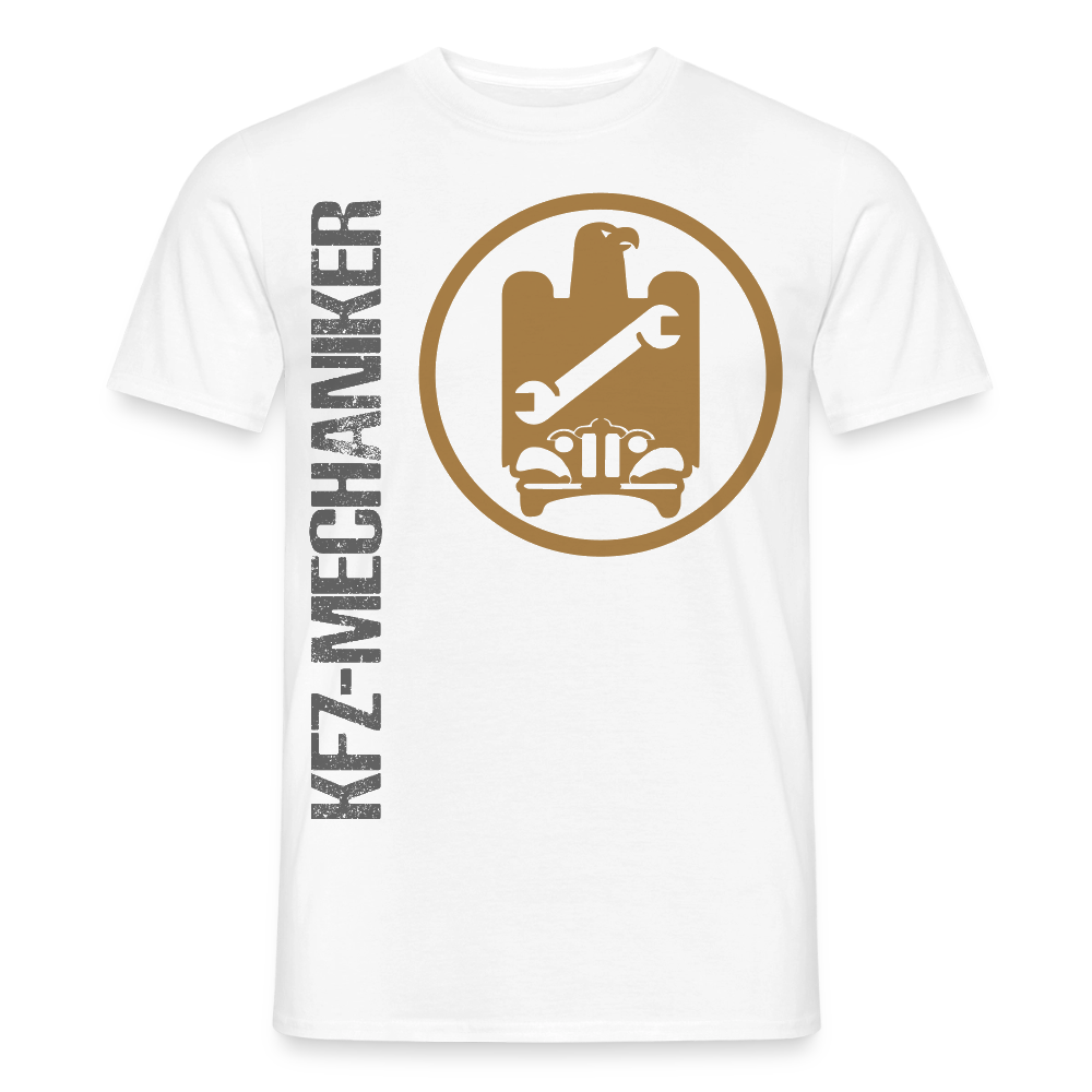 Unisex T-Shirt "KFZ-Mechaniker" von Spreadconnect, hochwertiges Männer T-Shirt mit Kfz-Design in neuem Stil auf hellem Hintergrund