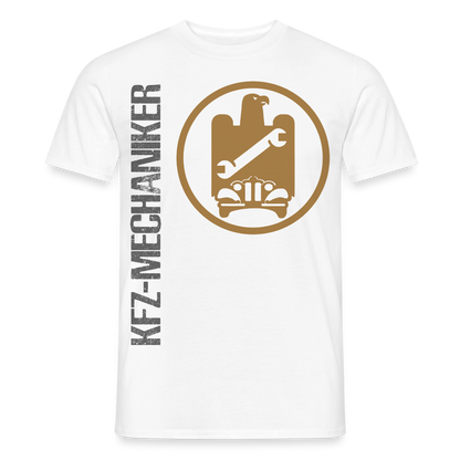 Unisex T-Shirt "KFZ-Mechaniker" von Spreadconnect, hochwertiges Männer T-Shirt mit Kfz-Design in neuem Stil auf hellem Hintergrund