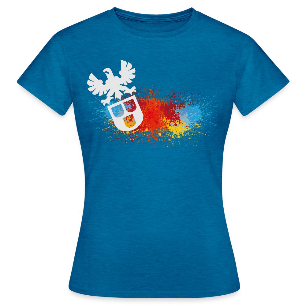 Frauen T-Shirt "Splash-Maler" Antikblaues Saphir meliert Frauen T-Shirt