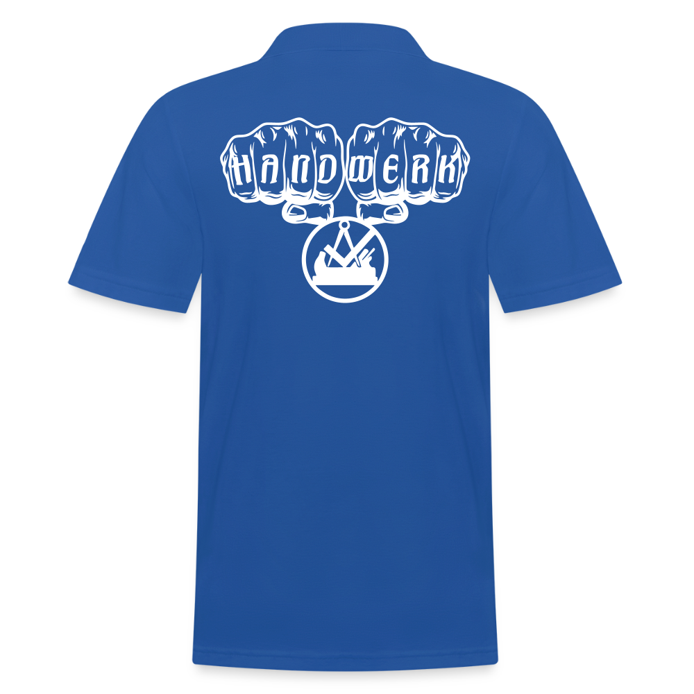 Männer Poloshirt "Schreiner" (hinten bedruckt) Royalblau Männer Poloshirt