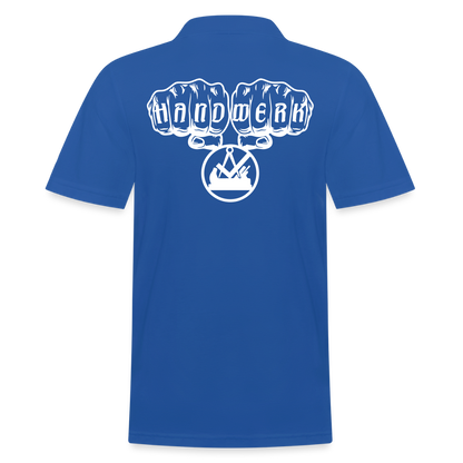 Männer Poloshirt "Schreiner" (hinten bedruckt) Royalblau Männer Poloshirt