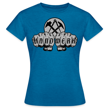 Frauen T-Shirt "Dachdecker" Antikblaues Saphir meliert Frauen T-Shirt
