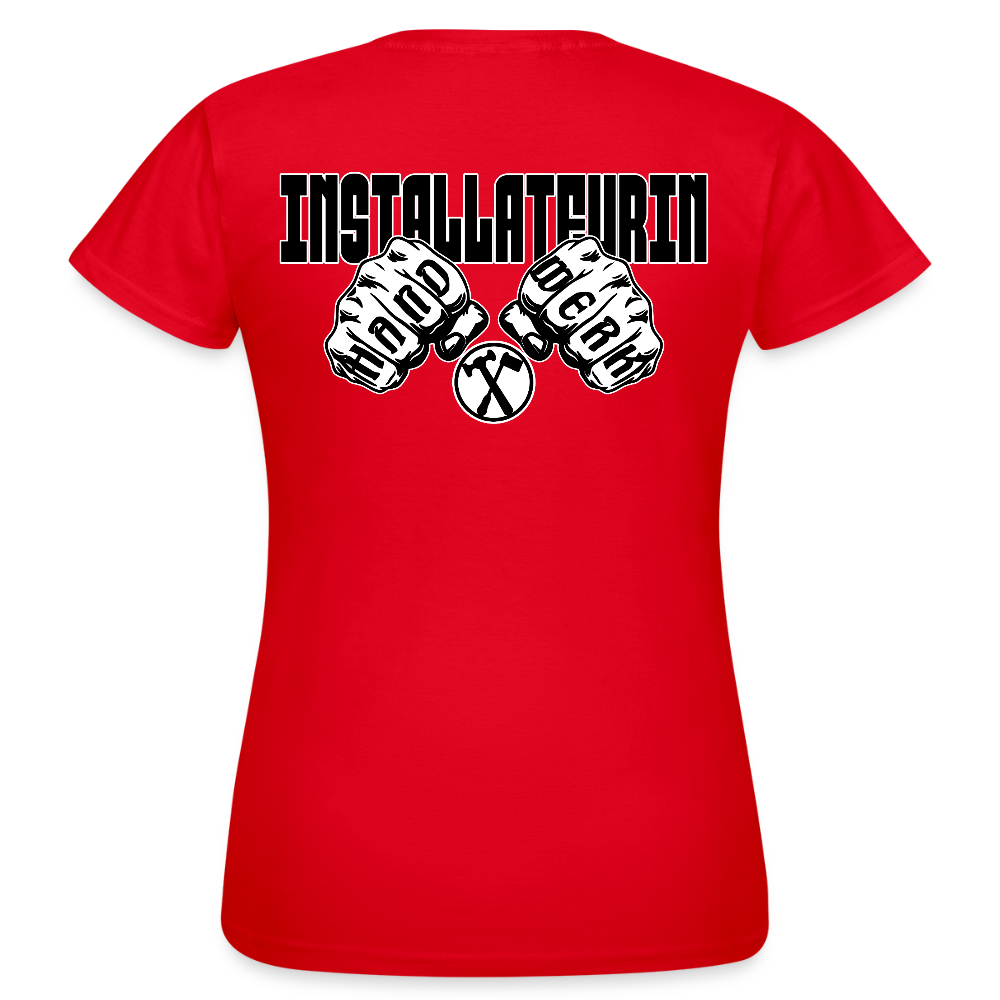 Frauen T-Shirt "Installateurin" (beidseitig bedruckt) Rot Frauen T-Shirt