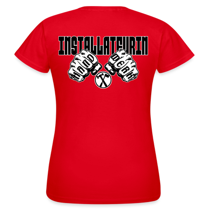 Frauen T-Shirt "Installateurin" (beidseitig bedruckt) Rot Frauen T-Shirt