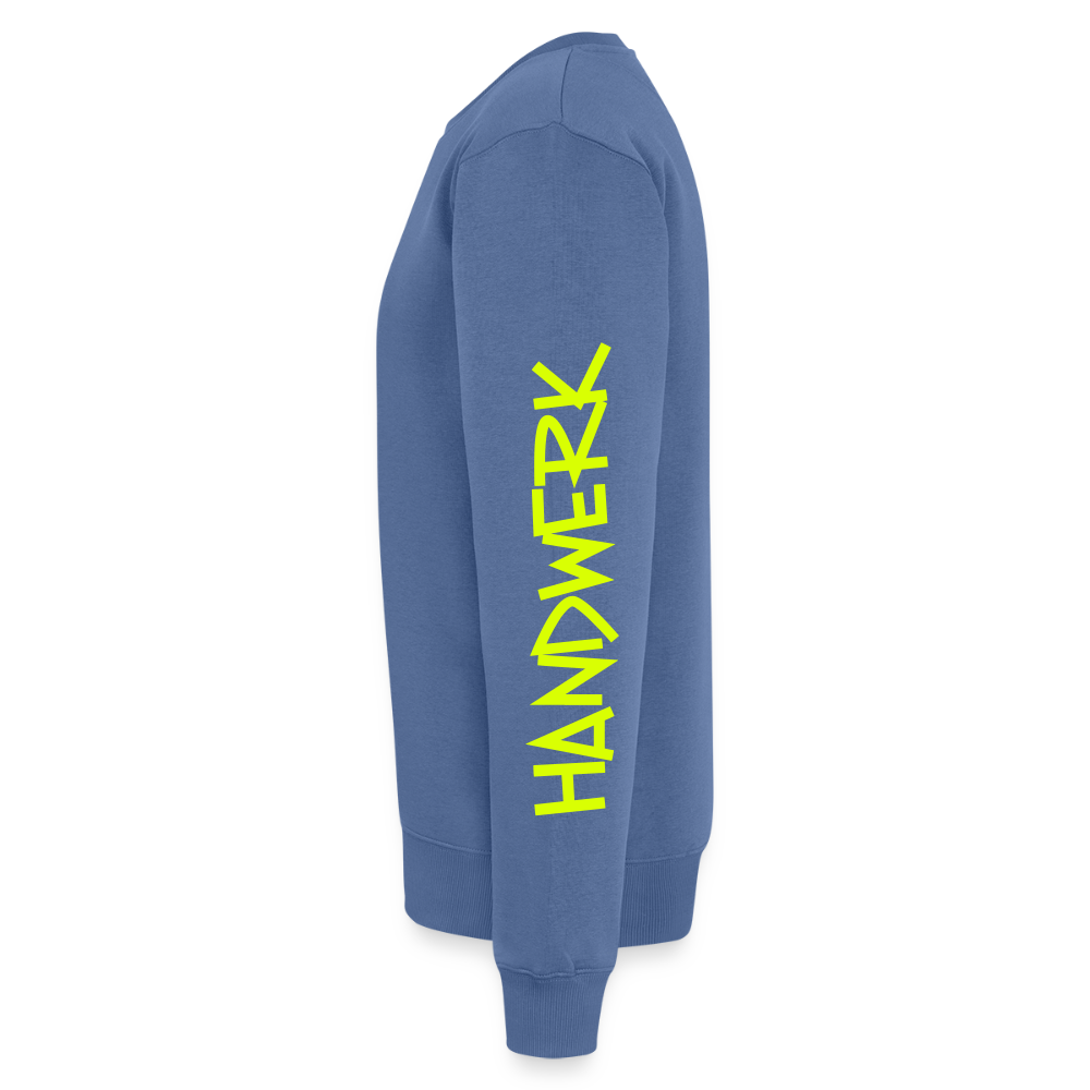 Unisex Premium Pullover "Klimatechniker" neongelb - Taubenblau