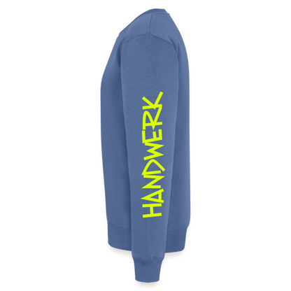 Unisex Premium Pullover "Klimatechniker" neongelb - Taubenblau