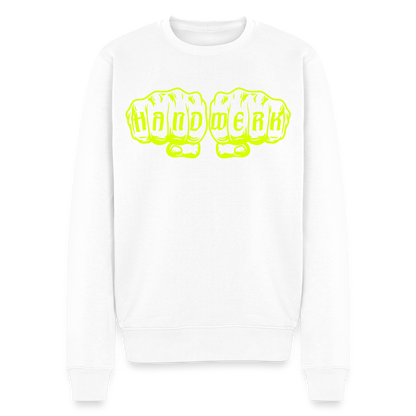 Unisex Premium Pullover "Bodenleger" neongelb Weiß Männer Premium Pullover