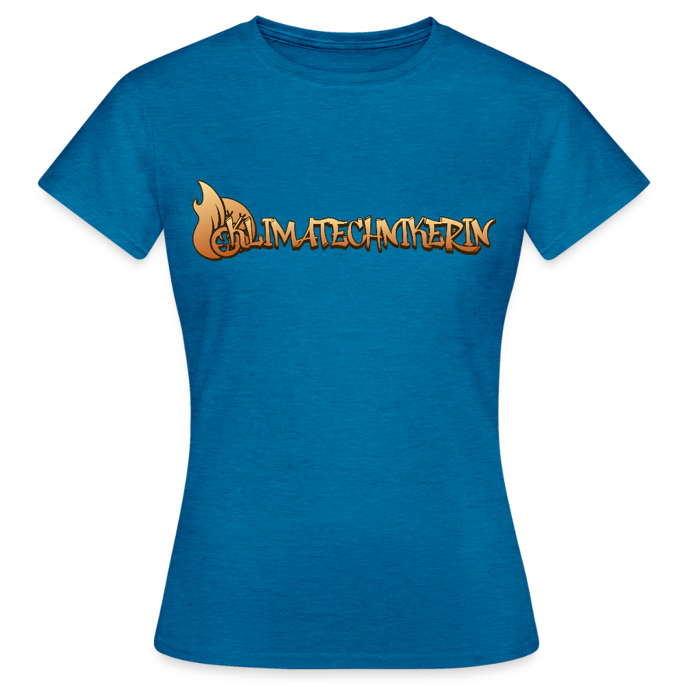 Frauen T-Shirt "Klimatechnikerin" Antikblaues Saphir meliert Frauen T-Shirt