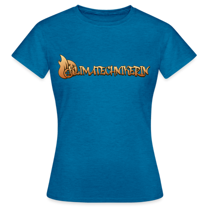 Frauen T-Shirt "Klimatechnikerin" Antikblaues Saphir meliert Frauen T-Shirt