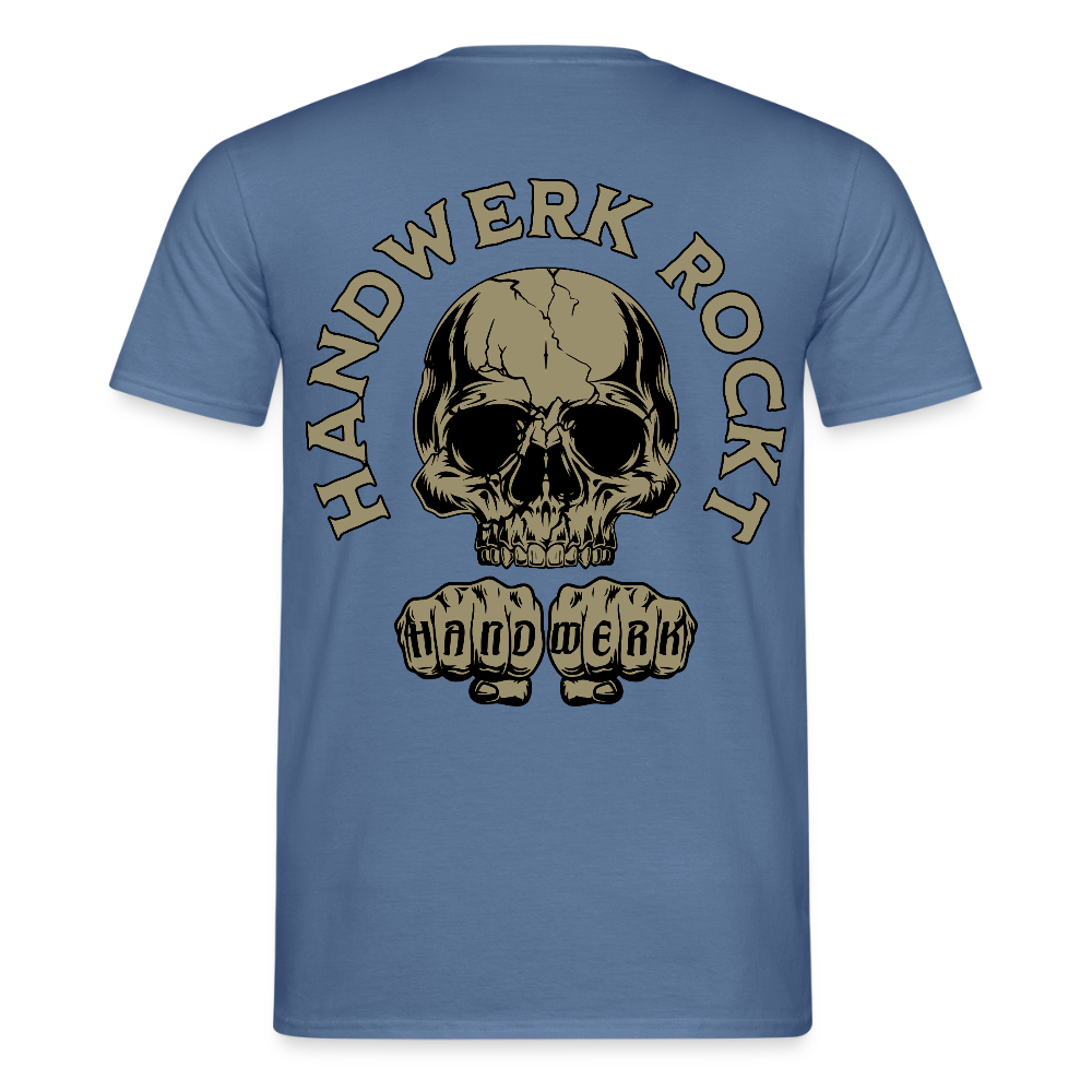Unisex T-Shirt "Handwerk-Rockt" (beidseitig bedruckt) Taubenblau Männer T-Shirt