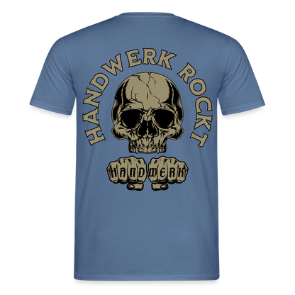 Unisex T-Shirt "Handwerk-Rockt" (beidseitig bedruckt) Taubenblau Männer T-Shirt