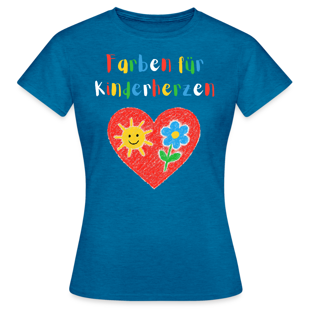 Frauen T-Shirt "Farben für Kinderherzen" Antikblaues Saphir meliert Frauen T-Shirt
