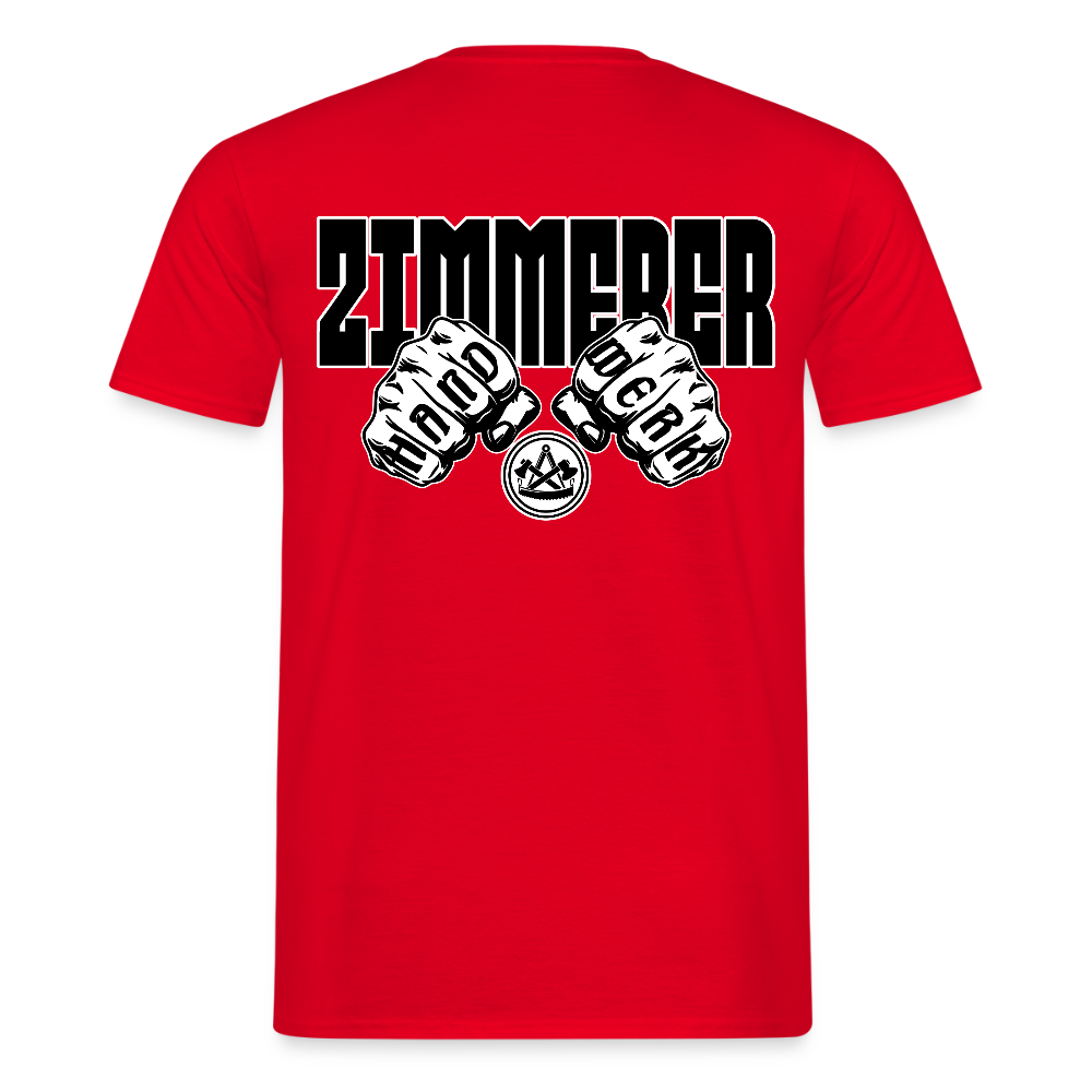 Unisex T-Shirt "Zimmerer" (beidseitig bedruckt) Rot Männer T-Shirt
