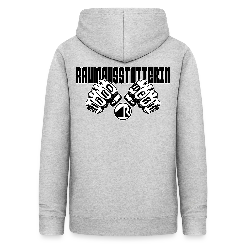 Frauen Hoodie "Raumausstatterin" (beidseitig beruckt) Hellgrau meliert Frauen Hoodie