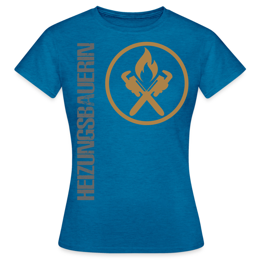 Frauen T-Shirt "Heizungsbauerin" Antikblaues Saphir meliert Frauen T-Shirt