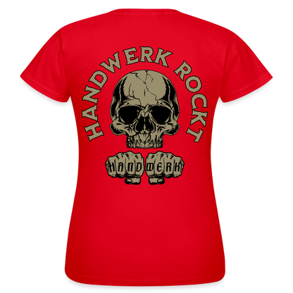 Frauen T-Shirt "Handwerk-Rockt" (beidseitig bedruckt) - Rot