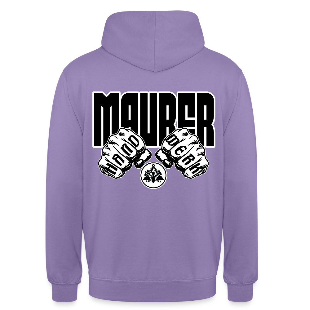 Unisex Hoodie "Maurer" (beidseitig bedruckt) Lavendel Unisex Hoodie