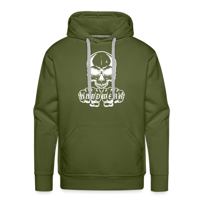 Männer Premium Hoodie "Skull-Handwerk" Olivgrün Männer Premium Hoodie