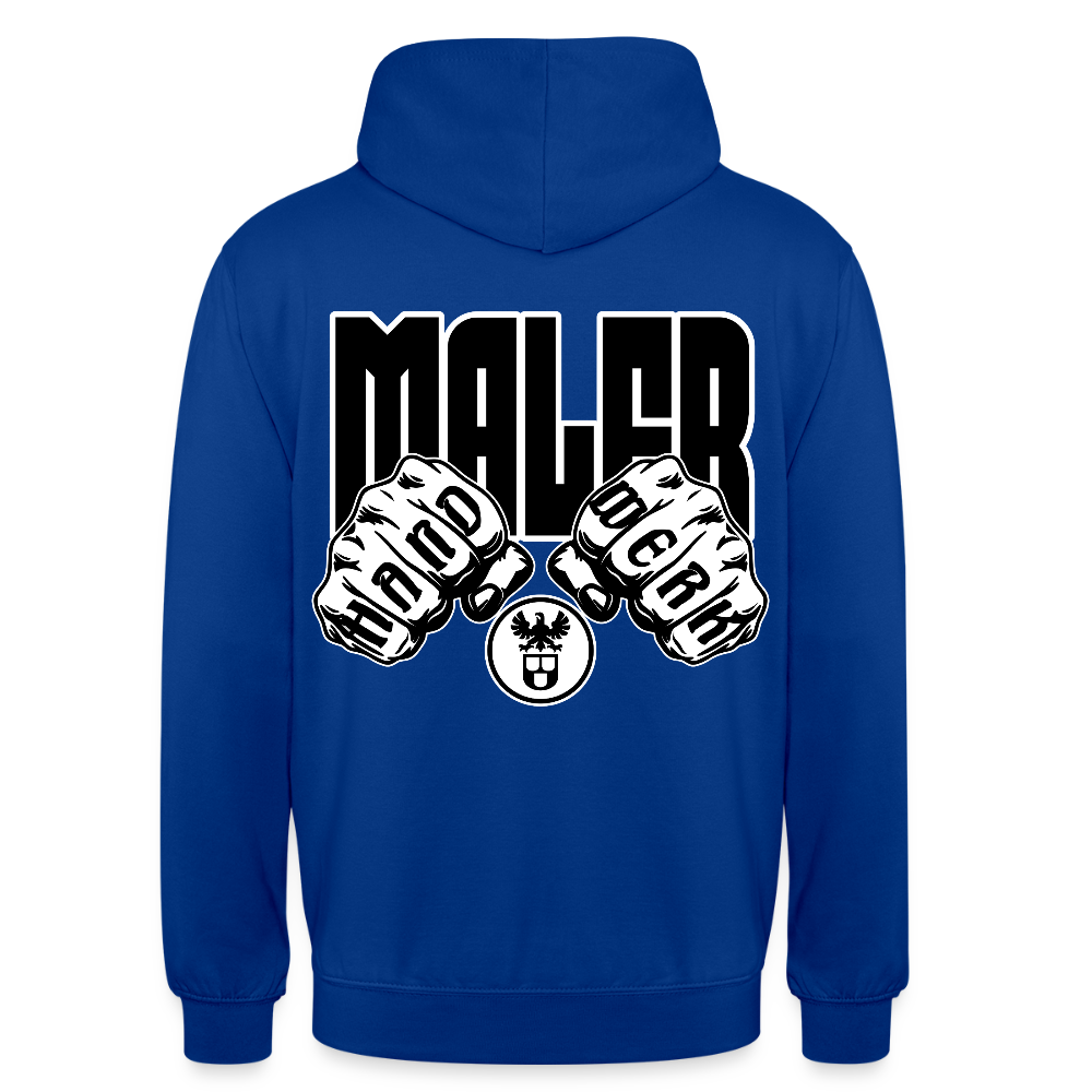 Unisex Hoodie "Maler" (beidseitig bedruckt) Royalblau Unisex Hoodie
