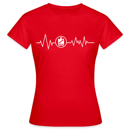 Frauen T-Shirt von Spreadconnect mit Kfz-Mechaniker-Heartbeat-Print, bequemes Design, farbige Grafik auf weißem Hintergrund