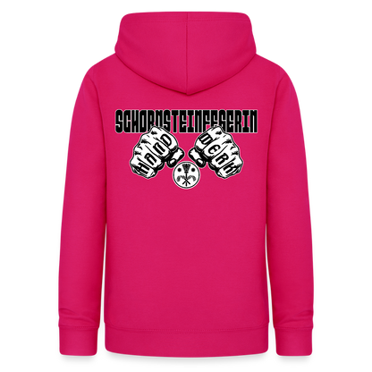 Frauen Hoodie "Schornsteinfegerin" (beidseitig beruckt) dunkles Pink Frauen Hoodie