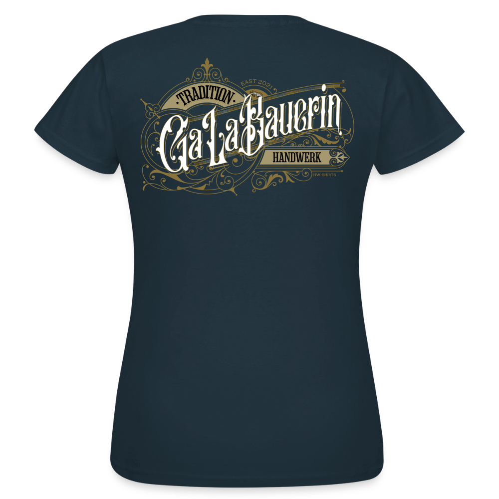 Frauen T-Shirt "GaLaBauerin" von Spreadconnect, nostalgisches Design, weiße Baumwoll-T-Shirt mit Druck, Nahaufnahme der Frontansicht