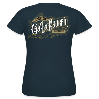 Frauen T-Shirt "GaLaBauerin" von Spreadconnect, nostalgisches Design, weiße Baumwoll-T-Shirt mit Druck, Nahaufnahme der Frontansicht