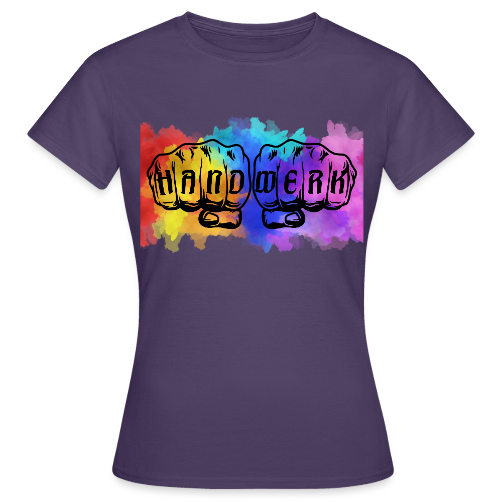 Frauen T-Shirt "Splash-Handwerk" Dunkellila Frauen T-Shirt