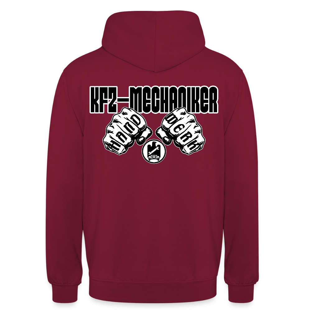 Unisex Hoodie "Mechaniker" (beidseitig bedruckt) Bordeaux Unisex Hoodie