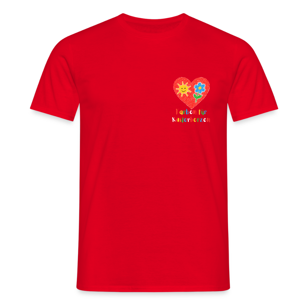 Unisex T-Shirt "Farben für Kinderherzen" (beidseitig bedruckt) Rot Männer T-Shirt