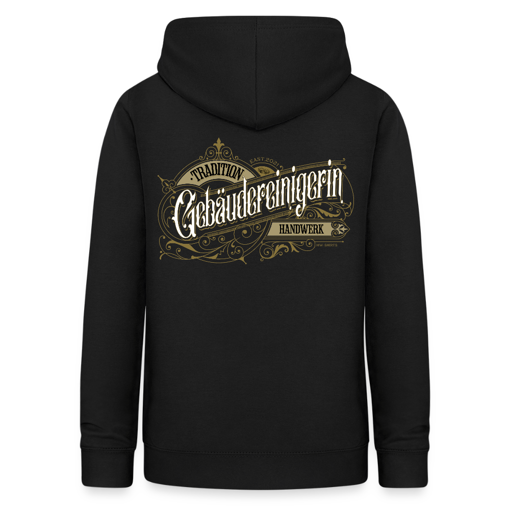 Frauen Hoodie "Gebäudereinigerin" Nostalgie Handwerk Schwarz Frauen Hoodie