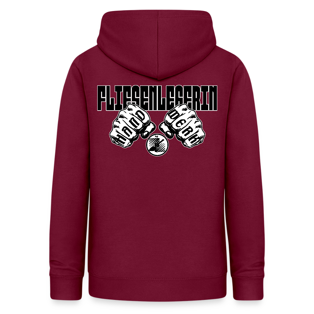 Frauen Hoodie "Fliesenlegerin" (beidseitig beruckt) Bordeaux Frauen Hoodie