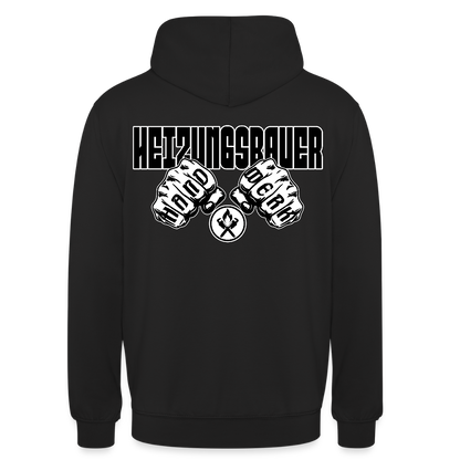 Unisex Hoodie "Heizungsbauer" (beidseitig bedruckt) Schwarz Unisex Hoodie