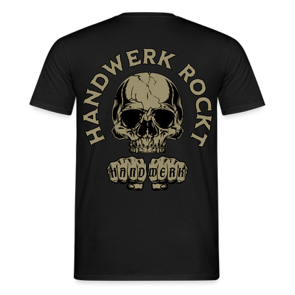 Unisex T-Shirt "Handwerk-Rockt" (beidseitig bedruckt) - Schwarz