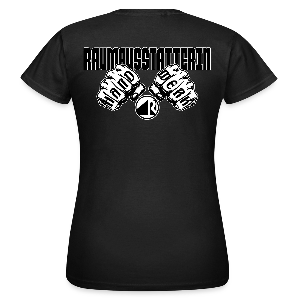 Frauen T-Shirt "Raumausstatterin" (beidseitig bedruckt) Schwarz Frauen T-Shirt