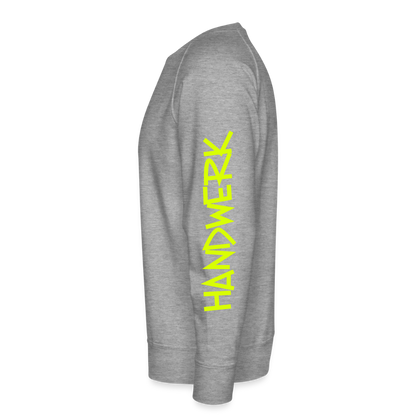 Unisex Premium Pullover "Klimatechniker" neongelb - Grau meliert