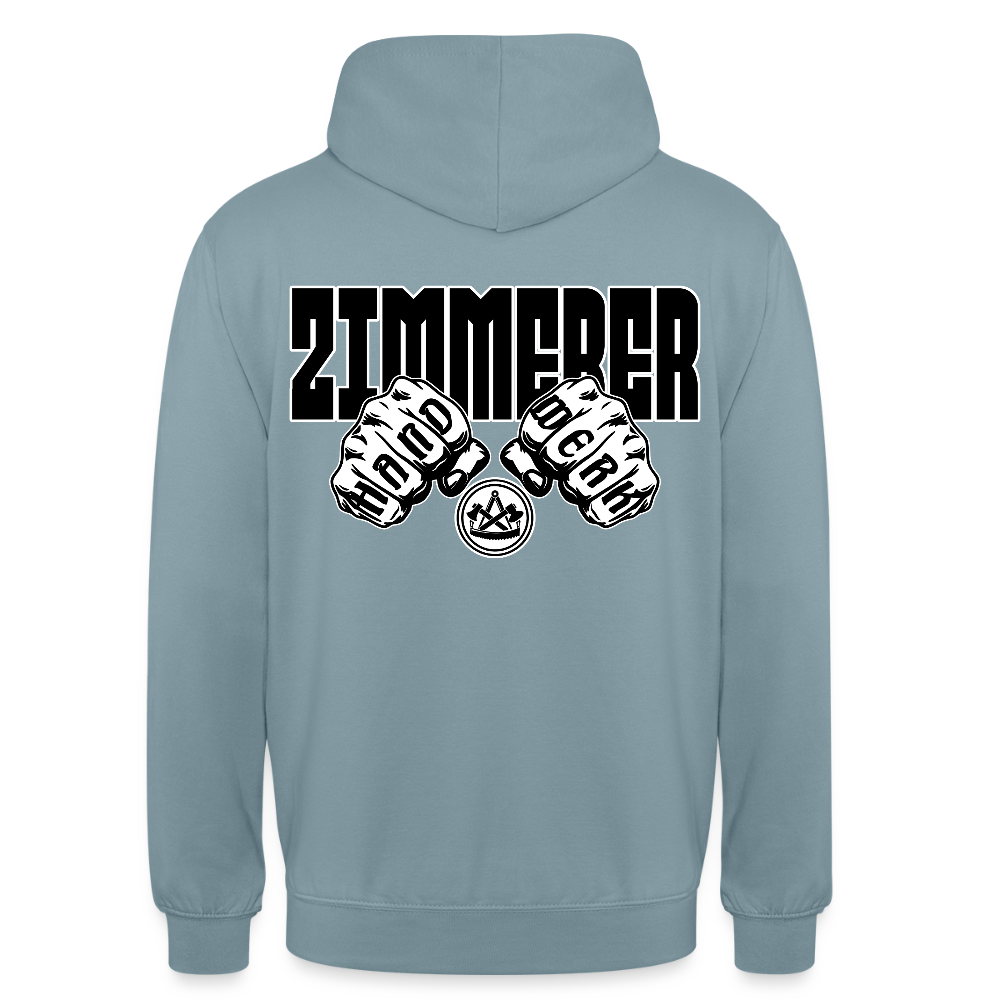 Unisex Hoodie "Zimmerer" (beidseitig bedruckt) Nebelblau Unisex Hoodie