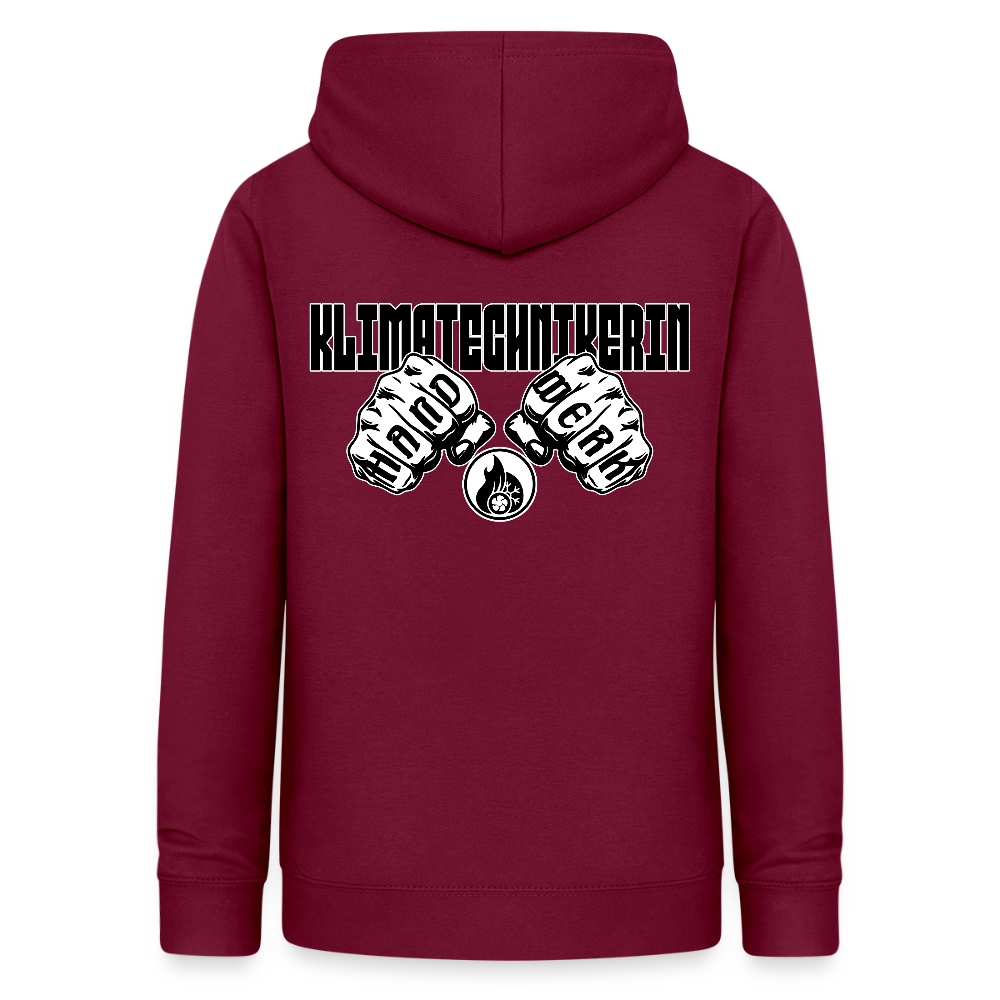 Frauen Hoodie "Klimatechnikerin" (beidseitig beruckt) Bordeaux Frauen Hoodie