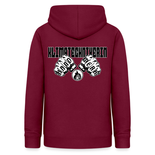 Frauen Hoodie "Klimatechnikerin" (beidseitig beruckt) Bordeaux Frauen Hoodie