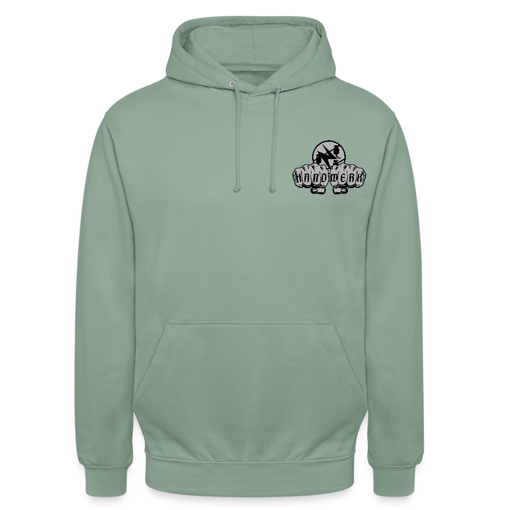 Unisex Hoodie "Elektriker" beidseitig bedruckt Graugrün Unisex Hoodie