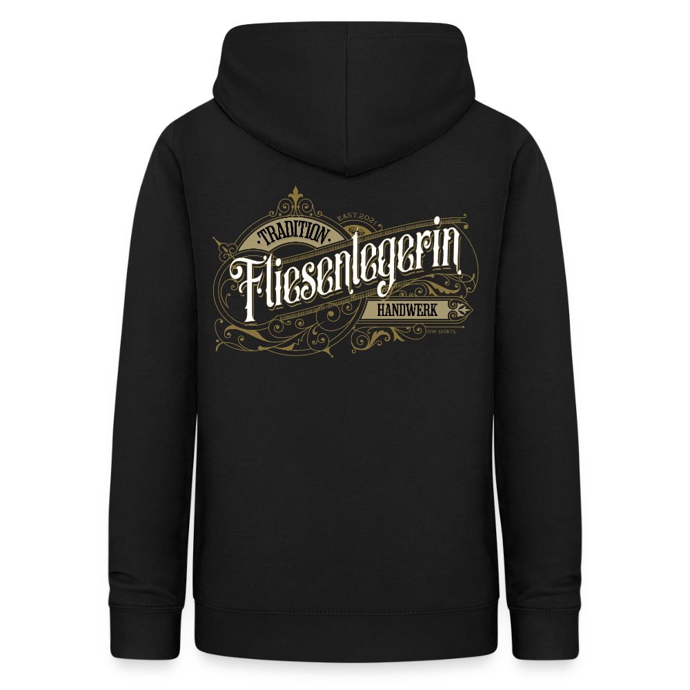 Frauen Hoodie "Fliesenlegerin" Nostalgie Handwerk Schwarz Frauen Hoodie