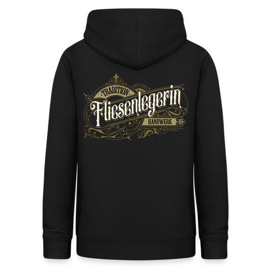 Frauen Hoodie "Fliesenlegerin" Nostalgie Handwerk Schwarz Frauen Hoodie