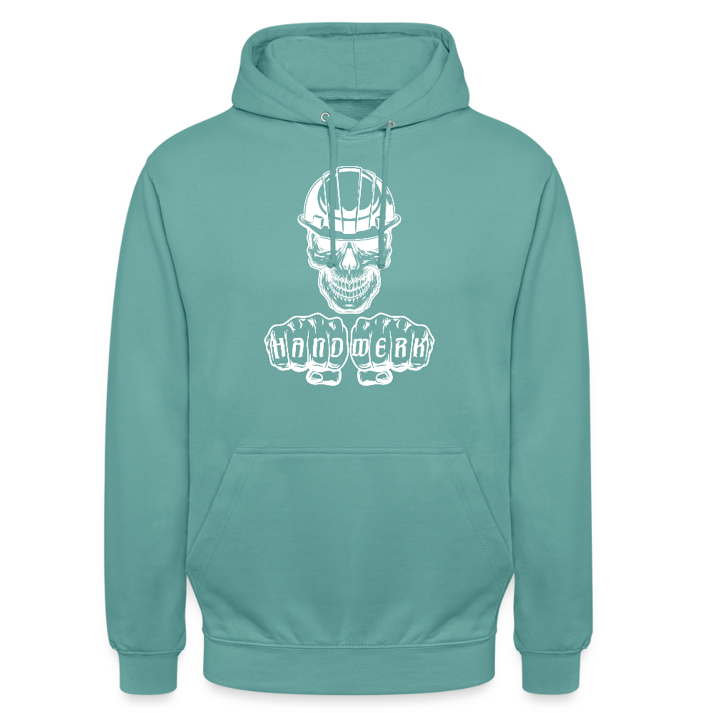 Unisex Hoodie "Skull-Helm-Handwerk" Pastelltürkis Unisex Hoodie