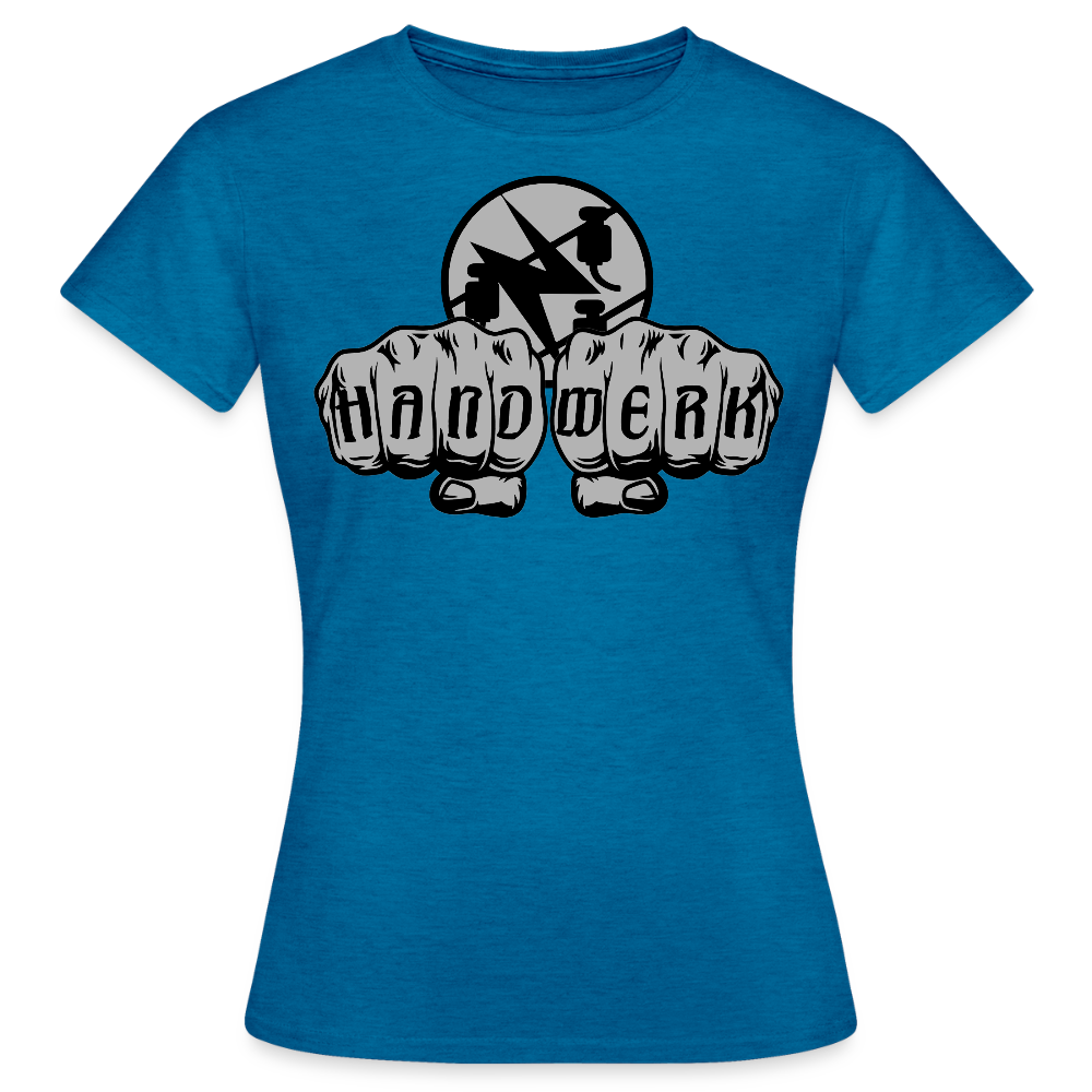 Frauen T-Shirt "Elektriker" Antikblaues Saphir meliert Frauen T-Shirt